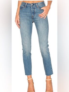 Levi’s Rare Wedgie “White Oak” Cotton Medium Wash Coyote Desert Raw Hem Sz 25